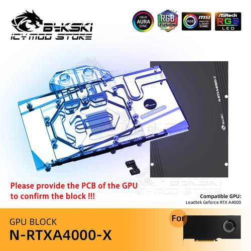 Bykski Video Cards Blocks For Leadtek NVIDIA Geforce RTX A4000 A-RGB VGA Water Block Liquid Cooling Heatsink N-RTXA4000-X