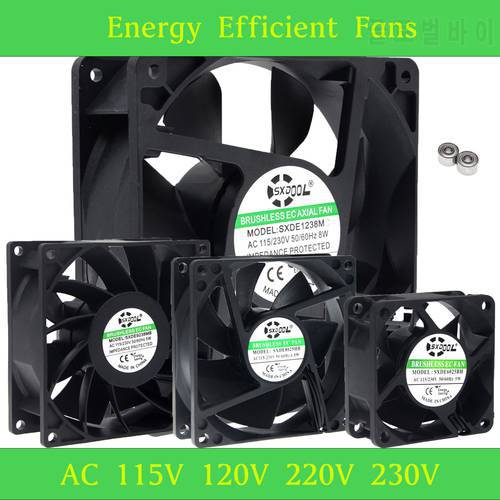 EC Brushless Cooling Fan AC 110V 120V 220V 240V Dual Ball Bearing 2 wires 60mm 70mm 80mm 92mm 120mm 172mm Size Optional