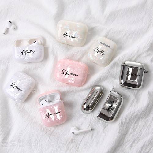 Custom Name Pink White Silver Case For Airpods 1 2 Pro 3 Wireless Bluetooth Headset Protective Personalized Letters Soft Cover