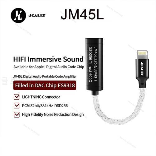 JCALLY JM45L Sliver Cable Adapter With Professional DAC ES9318 Chip Type C Lighit-ning For Phone Pad Microphone Control