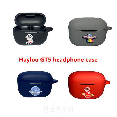 Cartoon Silicone Earphone Case Protective Bag For Haylou GT5 Bluetooth Wireless Earphone cover With Hook