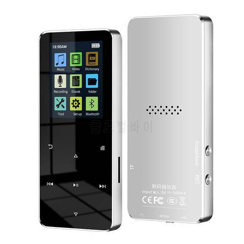 Bluetooth-compatible Mp3 Player Hifi Metal Portable Music Walkman with Fm Radio Recording Built-in 32G Touch Key 1.8 Inch Screen