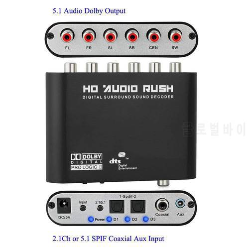Digital 5.1 channel Dolby Dts/ac-3 Audio Decoder Strong Mobility Wide Application Sound Audio Adapter Amplifier Converter