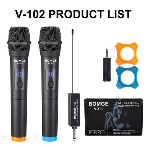 Microphone Wireless Voice Professional Recording KTV Microphone Treble Bass Channel Handheld Home Mic Player Singing w/ Receiver