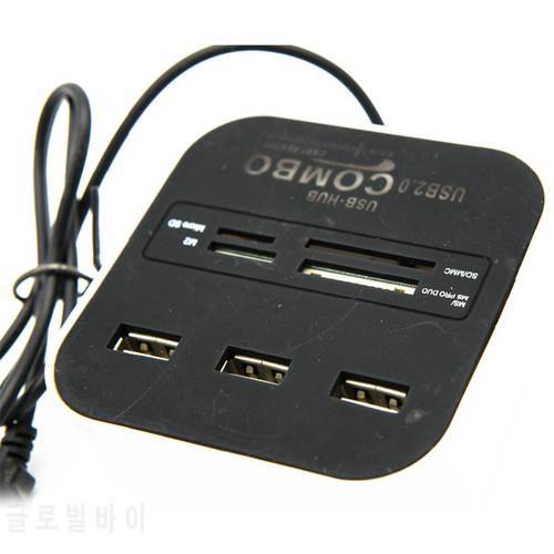 Hot All In 1 Combo Hub USB 2.0 3 Ports Card Reader for SD MMC M2 MS Pro Duo