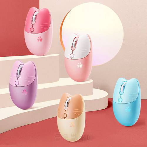 New Wireless Mouse 3 DPI Adjustable Optical Mause Silent Button Office Mouse Ergonomic USB Laptop Cute Mice Pink For Girl Gifts