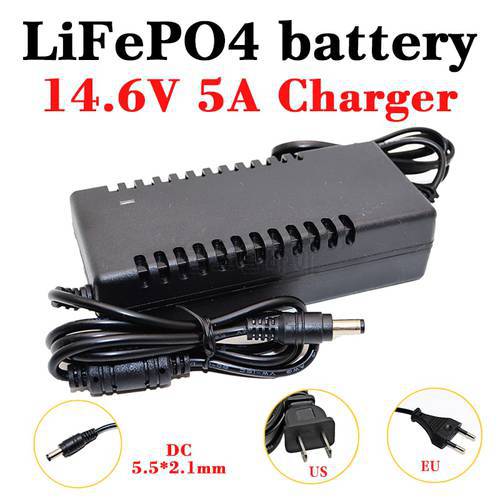 14.6V 5A LiFePO4 Charger 4Series 12V Lithium Iron Phosphate battery charger 12.8V 14.4V battery pack Power Adapter DC5.5mm*2.1MM