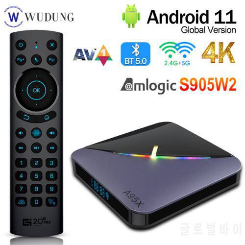 Android 11 A95X F3 Air ii TV Box Amlogic S905W2 4G 32G 64G RGB BT5.0 2.4G 5G Wifi 4K HDR Media Player Set Top Box VS A95XW2