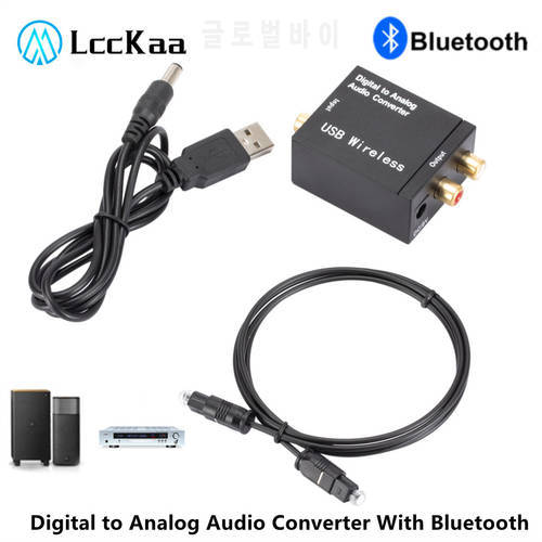 USB DAC Amplifier With Bluetooth Digital To Analog Audio Converter Optical Fiber Toslink Coaxial Signal To RCA R/L Audio Decoder
