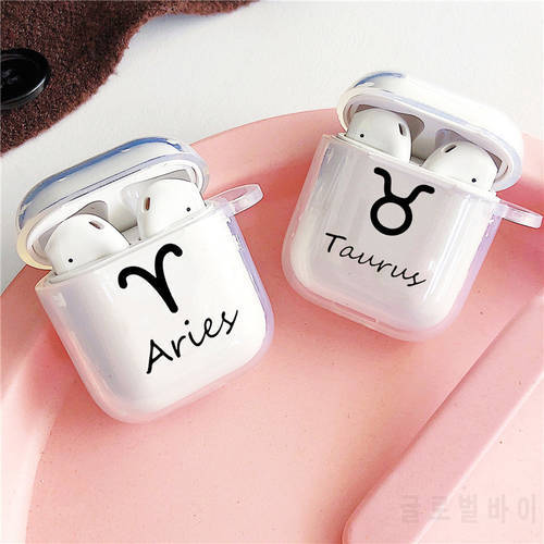 Zodiac Sign Earphone Case for Airpods 2 1 Wireless Bluetooth Earphone Case 12 Constellation Airpods CoverSoft TPU Case Cover