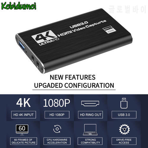 4K USB 3.0 2.0 Video Capture Card Game Live Streaming HDMI-compatible VHS Board Grabber for PS4 Game DVD Camera Video Recorder
