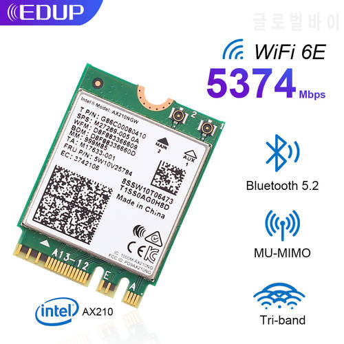 EDUP Intel AX210 Wifi6E Wireless Network Card Bluetooth5.2 Tri Band 5374M Wireless WiFi Adapter WiFi Signal Receiver For Laptop