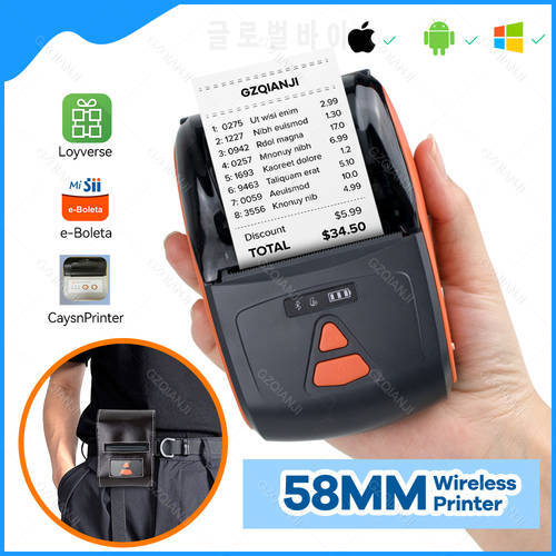 58mm Thermal Receipt Printer Compatible With Android iOS Windows System Bluetooth-Compatable Portable Mini Printer Printing Bill