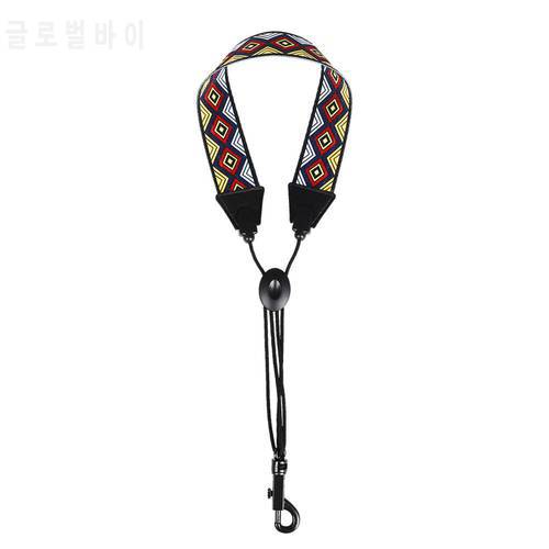 F-74 Adjustable Saxophone Strap Lozenge Pattern Neck Sling for Alto Tenor Clarinet with Hook Clasp