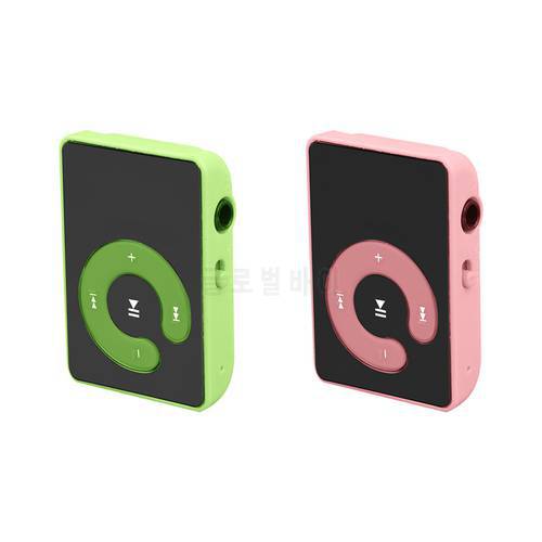 Top Deals 2 Pcs Mini Mirror Clip USB Digital Mp3 Music Player Support 8GB SD TF Card Green & Pink