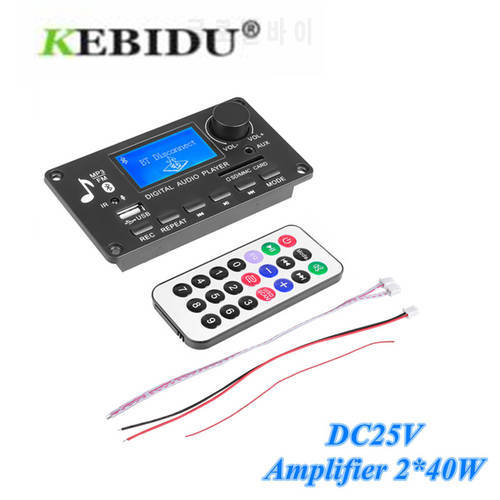 DC25V 50WBluetooth MP3 Decoder Board Power Amplifier 2*40W Supports Call Recording Power Car Player USB FM AUX Radio Module