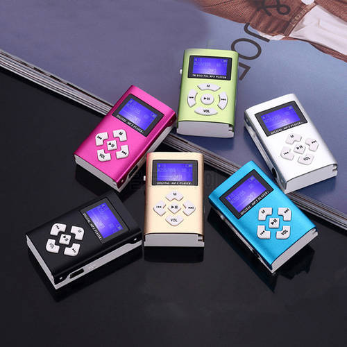 1pc Portable Simple MP3 Player Speaker With LCD Screen Metal Mini Sport Music Media Player With Radio Support TF Card
