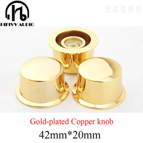 Super beautiful high quality Copper Gold-plated Volume knob of amplifier Potentiometer knob mirror face Diameter 42mm high 20mm