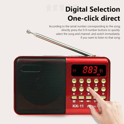 K11 Mini Portable Radio Handheld Rechargeable Digital FM USB TF MP3 Player Speaker Devices Supplies Supports TF Card MP3 Player