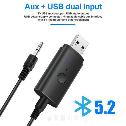 2 in 1 Bluetooth Receiver 5.0 3.5mm AUX USB Jack Audio Wireless Adapter for Car PC Headphones Mic 3.5 Bluetooth 5.2 5.1 Receptor