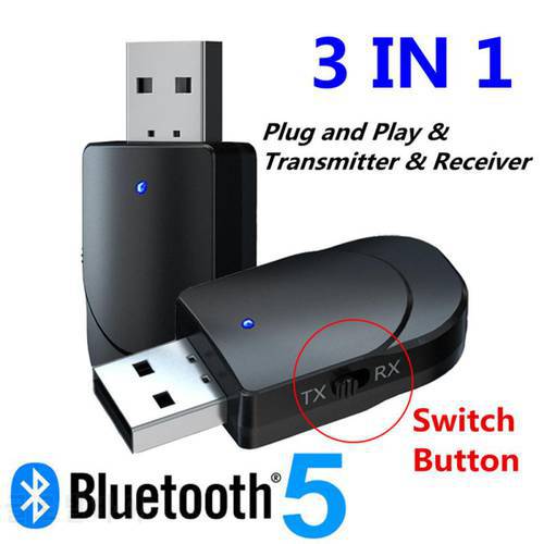 KN330 3 In 1 Bluetooth 5.0 Audio Transmitter Receiver Two-in-One USB Computer TV Adapter Car Dual Output For Speakers Headphones