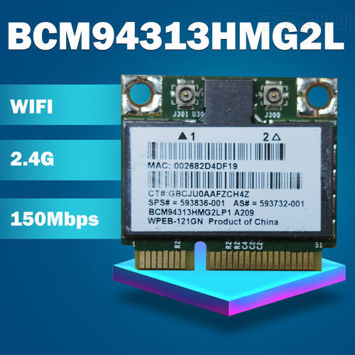 BroadCom BCM94313HMG2L BCM4313 150Mbps Half Mini PCI-e WLAN Card SPS:593836-001 for hp DM1 DM2 DM3 DM4 MINI 110 G72 DV7 laptop