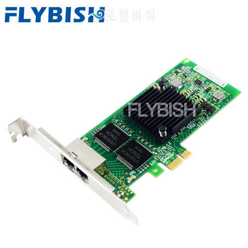 FLYBISH I350-T2 PCI-E x1 RJ45 Desktop Dual Port Gigabit Ethernet Lan 10/100/1000Mbps Network Card Intel I350AM2 Chip