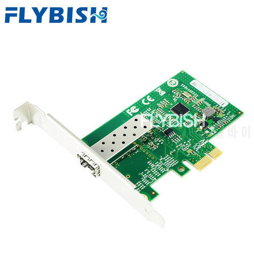 FLYBISH I210-F1 1000M SFP Single Port Optical fiber Lan Card PCIe X1 with Intel I210AS Chip I210-1SFP