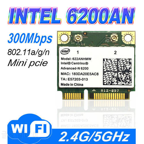 Intel Advanced-N 6200 INTEL6200 6200AN INTEL 6200 Wireless-N Wifi 802.11a/g/n 300M Half MINI PCI-e Wlan card