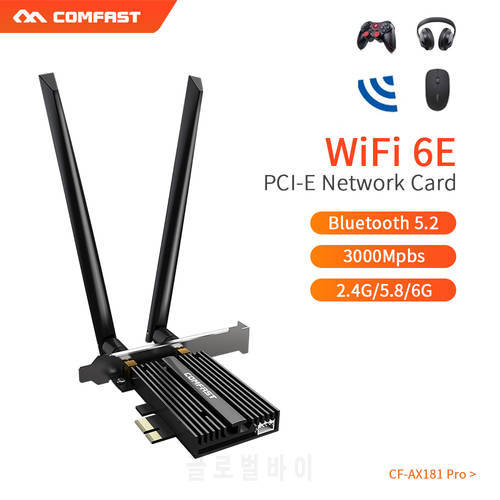 3000Mbps WiFi 6E PCI-E Network card 2.4G/5Ghz 802.11ac/ax Wireless Dual Band BT5.2 PCI express Network Antenna for desktop