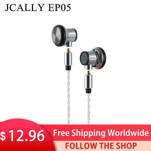 JCALLY EP05 Flat Head Earbuds 16mm driver High Resolution PET Biofilm 5N High Purity OFC Earphone With MMCX Replaceable cable