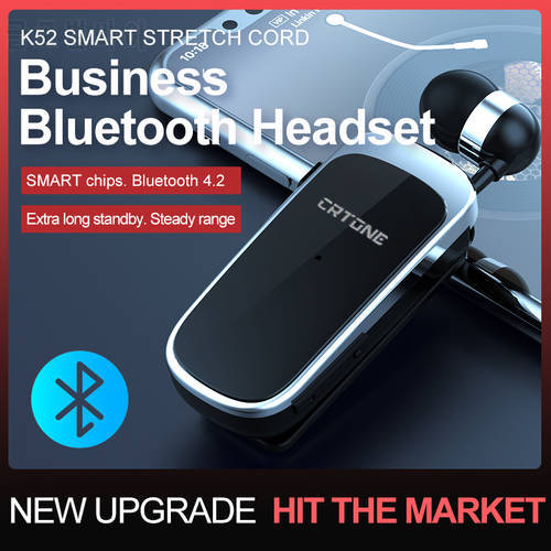 2022 K52 Mini Portable Wireless Bluetooth Earphone In-Ear Headset Vibrating Alert Wear Clip Hands Free Earphones Ears CRTONE