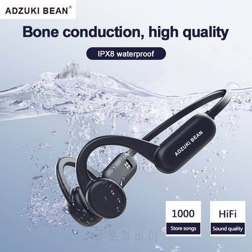 Adzuki bean Bone Conduction Headset Wireless Bluetooth 5.0-compatible Headphones IPX8 Waterproof Swimming Sports Earphones