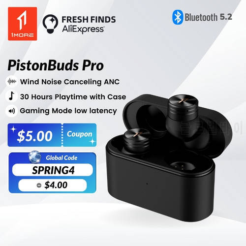 [ World Premiere ] 1MORE PistonBuds Pro 38dB ANC Noise Canceling Headphones Metal Driver Bass Booster Earbuds 30H Playtime