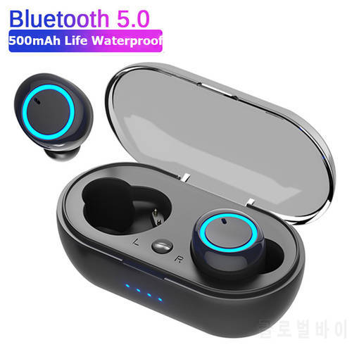 Original Y50 TWS Bluetooth Earphone Wireless Headphones Tough Control Stereo Headset Sport Earbuds with Charging Box for Phone