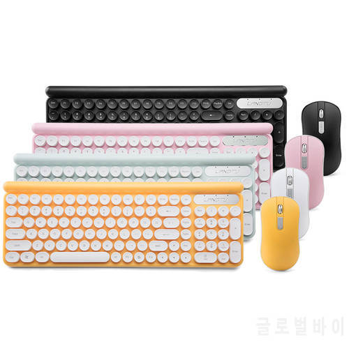 Gaming Keyboard and Mouse, 2.4G Wireless Retro Punk Typewriter-Style Keyboard Mice Combo