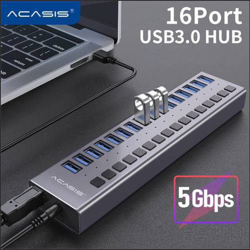 Acasis USB3.0 Hub USB 10/16 Ports USB HUB Portable USB Splitter With EU US UK 12V Power Adapter for Laptop PC Tablet