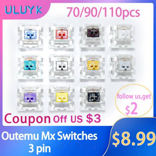 Outemu Mx Switches 3 Pin Mechanical Keyboard Clicky Linear Tactile Silent Switches Black Blue Brown Yellow Keyboard Switch Shaft