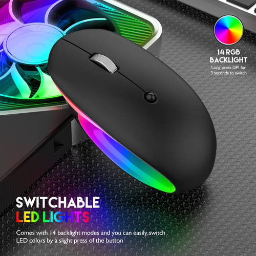 2400DPI RGB 2.4G Bluetooth Mouse Wireless Ergonomic Design Type-C Gaming Mouse Mice for Windows IOS Android 2022