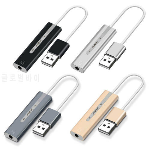 USB 2.0 sound card USB to 3.5MM converter adapter headset microphone 2 in 1 driver-free support Windows XP/Mac OS