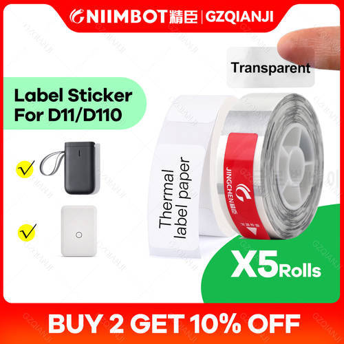 White Transparent Niimbot Official Label Sticker Paper Roll for D11 D110 D101 1/3/5 Rolls Price Name Tag