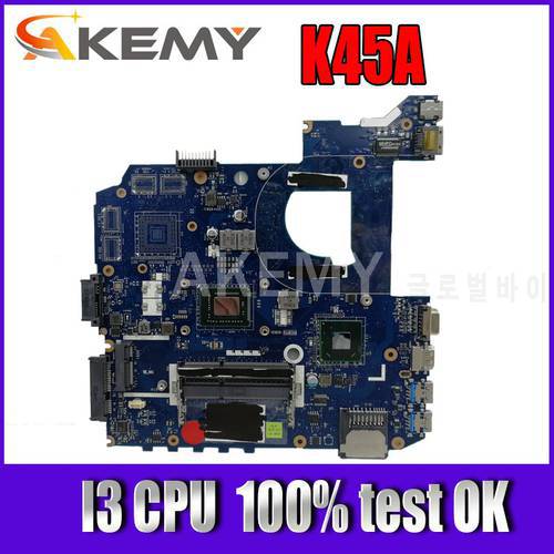 Akemy K45A VAL40 LA-8226P With I3 CPU mainboard For ASUS A85V A45V K45V K45VM K45VD Laptop motherboard 100%Tested