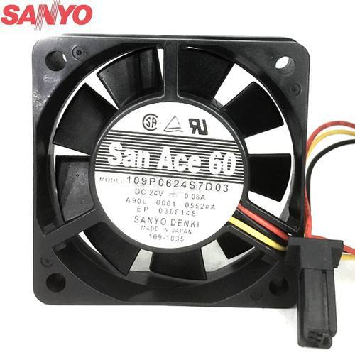 For Sanyo 109P0624S7D03 A90L-0001-0552A Fan 6015 24V 0.08A axial cooling fan