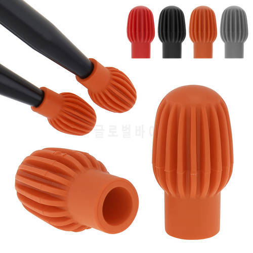 2pcs Drum Stick Head Rubber Sleeve Caps Silicone Drumstick Mute Damper Silent Practice Tips Beginner Practice Play