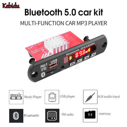DC 8V-24V Bluetooth MP3 Decoder Board 2*60W Amplifier Call Recording FM Audio Module Support Power-off Memory Folder Switching