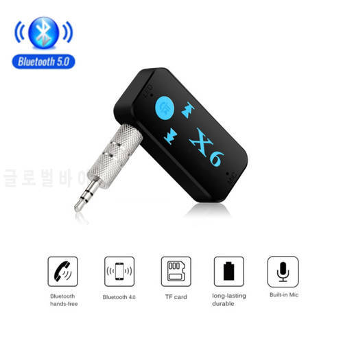 NEW Upgrade X6 5.0 Bluetooth Stereo Audio Receiver Transmitter Mini AUX USB 3.5mm Jack Car Receiver For Car Kit Wireless Adapter