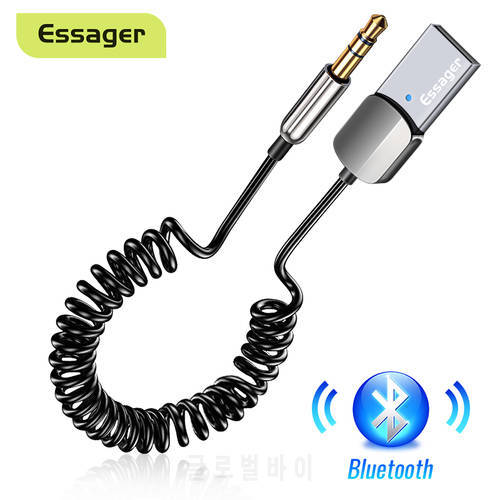 Essager Aux Bluetooth Adapter Dongle USB To 3.5mm Jack Bluetooth Audio Receiver 5.0 Handsfree Kit USB Aux Bluetooth For Car
