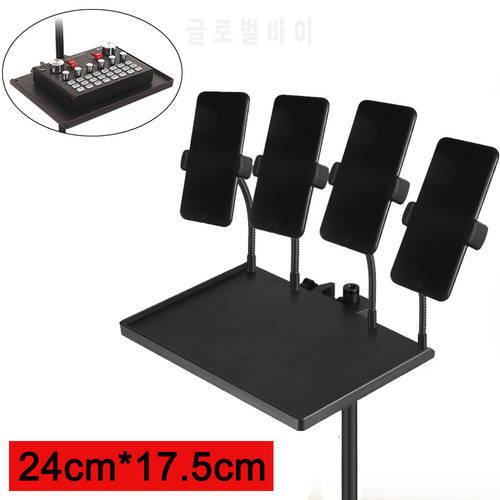 24x 17.5cm Sound Card Tray Mobile Phone Stand Clip Clamp 1/4 Inch Threaded Live Microphone Plastic Stand Fit for Tripod Bracket