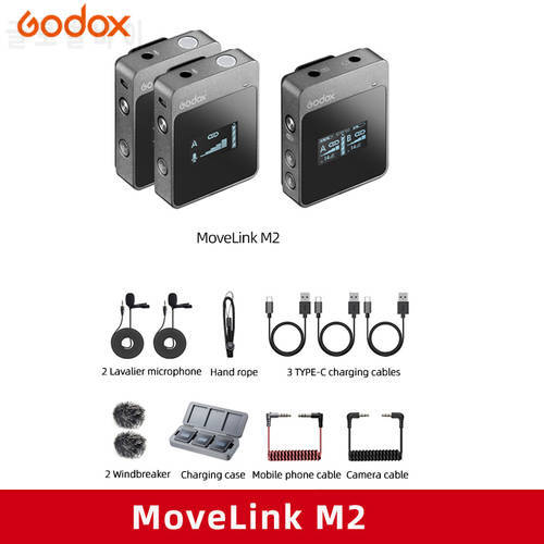 Godox MoveLink M1 M2 2.4GHz Wireless Lavalier Microphone for DSLR Cameras Camcorders Smartphones, and Tablets for YouTube
