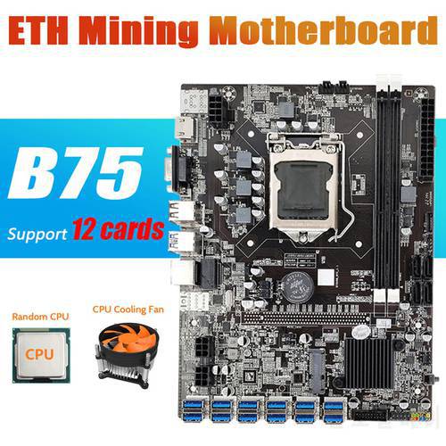 B75 ETH Mining Motherboard 12 PCIE To USB With G540 CPU LGA1155 MSATA Support 2XDDR3 B75 USB BTC Miner Motherboard